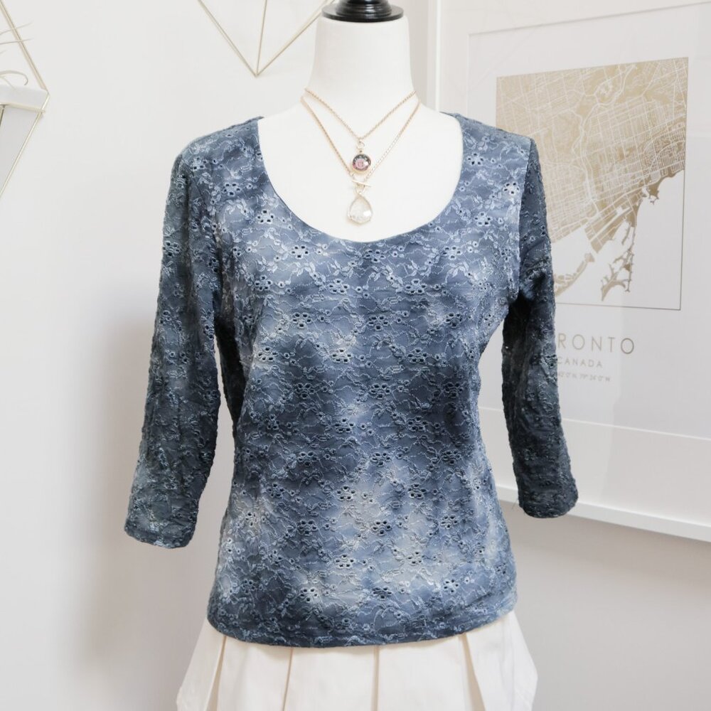 NITRO STRETCH Tye Dye Floral Eyelet Mid Sleeve Tee